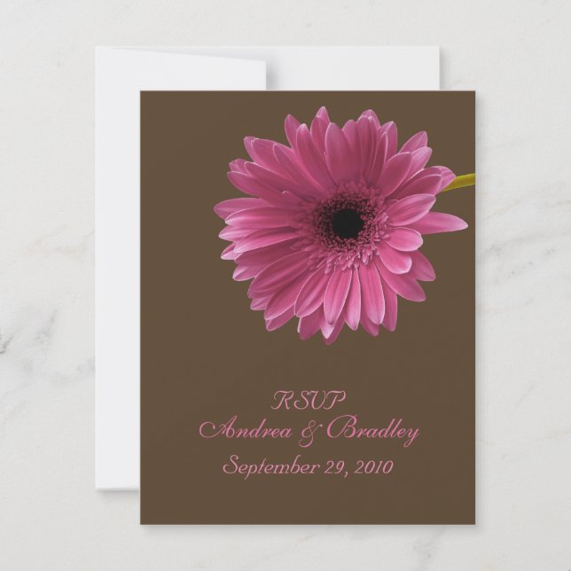 Pink Gerbera Daisy Response Card RSVP Karte (Vorderseite)