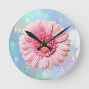 Pink Gerbera Daisy Round Wall Clock Runde Wanduhr