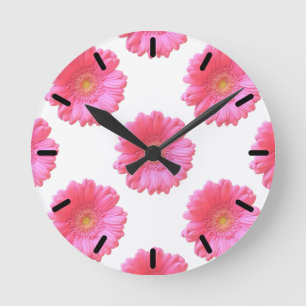 Pink gerbera daisy runde wanduhr