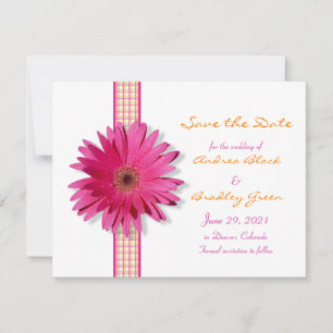 Pink Gerbera Daisy Save the Date Karte individuell