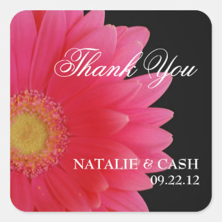 Pink Gerbera Daisy Square Gevor Label Quadratischer Aufkleber