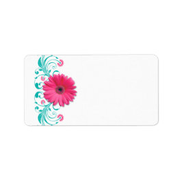 Pink Gerbera Daisy Türkise Wedding Blank Address Adressaufkleber