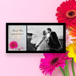 Pink Gerbera Daisy und Buttons Hochzeit Vielen Dan Dankeskarte