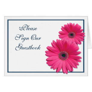 Pink Gerbera Daisy Wedding Gästebuchsign Card