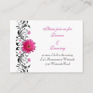 Pink Gerbera Daisy Wedding Reception Card Begleitkarte