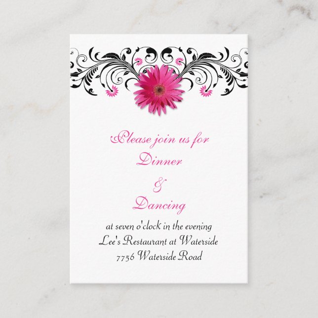 Pink Gerbera Daisy Wedding Reception Card Begleitkarte (Vorderseite)