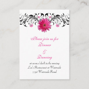 Pink Gerbera Daisy Wedding Reception Card Begleitkarte