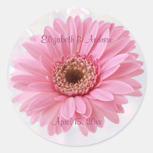 Pink Gerbera daisy Wedding Sticker (Vorderseite)