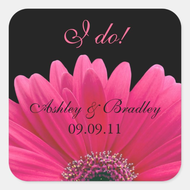 Pink Gerbera Daisy Wedding Sticker Umschlag Aufkle (Vorderseite)