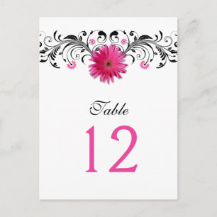Pink Gerbera Daisy Wedding Tischnummer Card
