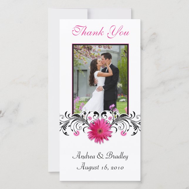 Pink Gerbera Daisy Wedding Vielen Dank für Ihre Fo Dankeskarte (Vorderseite)