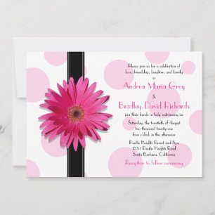 Pink Gerbera Polka Dot Wedding Einladung