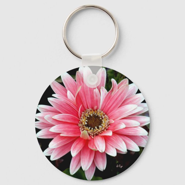 Pink Gerbera Schlüsselanhänger (Vorderseite)