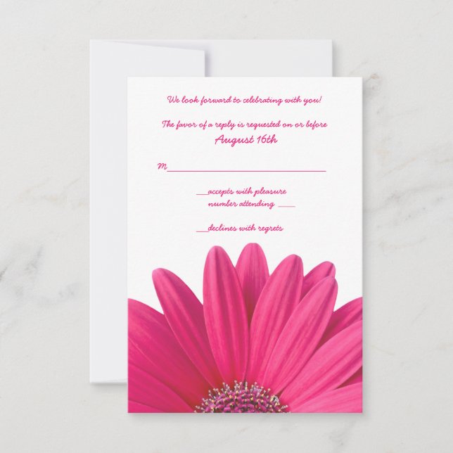 Pink Gerbera Wedding Repair Card RSVP Karte (Vorderseite)