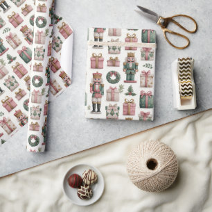 Pink Geschenke mit Holiday Nutcracker Geschenkpapier