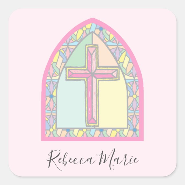 Pink gestanztes Glas Erste Kommune Aufkleber (Vorderseite)