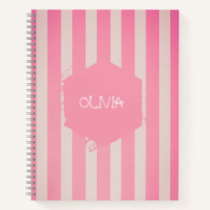Pink gestreiftes Notebook mit individuellem Namen Notizbuch