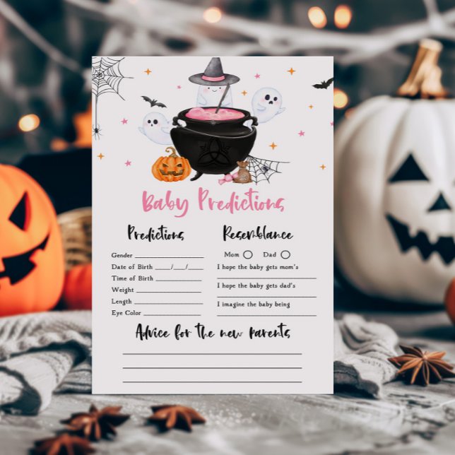 Pink Ghost Baby Brewing Baby Predictions Game (Baby is Brewing Baby Shower Baby Predictions Game)