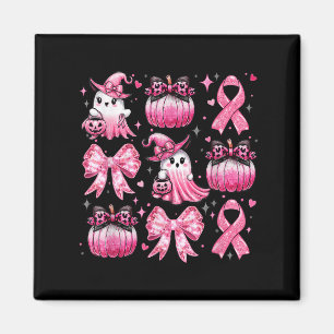 Pink Ghost Coquette Bow Halloween Breastkrebs Aw Magnet