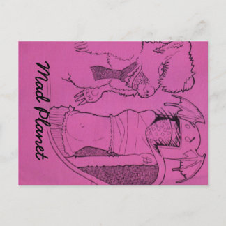 Pink Ghost Girl und Angry Bear Postkarte