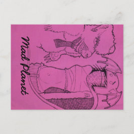 Pink Ghost Girl und Angry Bear Postkarte