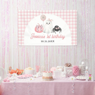 Pink Ghost Halloween 1. Geburtstag Party Banner