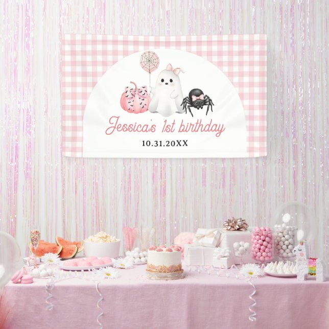 Pink Ghost Halloween 1. Geburtstag Party Banner (Party)