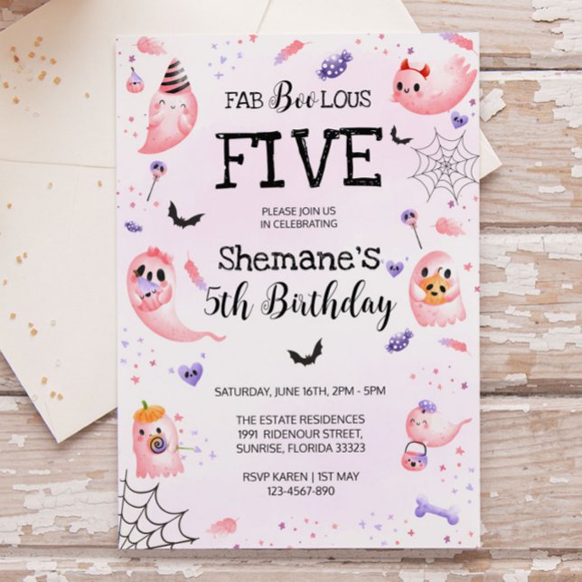 Pink Ghost Halloween Geburtstagseinladung Einladung (Von Creator hochgeladen)