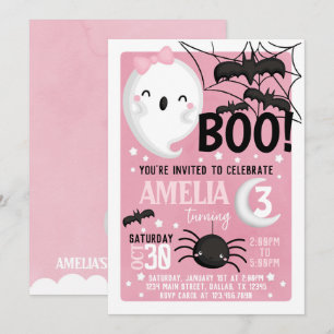 Pink Ghost Halloween Geburtstagsparty Einladung
