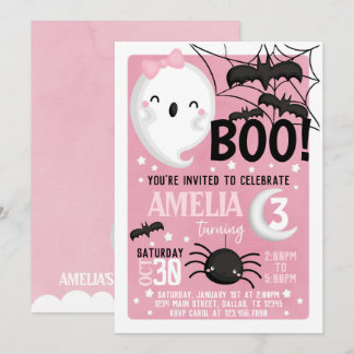 Pink Ghost Halloween Geburtstagsparty Einladung