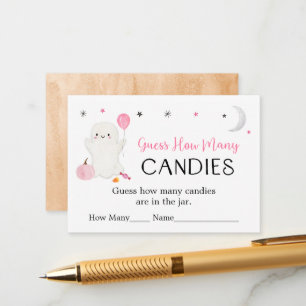 Pink Ghost Halloween Guess Wie viele Spiel Begleitkarte