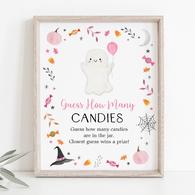 Pink Ghost Halloween Guess Wie viele Spiel Poster (Von Creator hochgeladen)