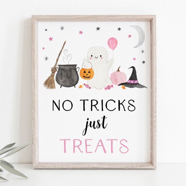 Pink Ghost Halloween keine Tricks Nur Leckereien u Poster (Von Creator hochgeladen)