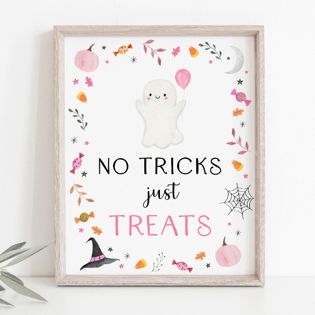 Pink Ghost Halloween keine Tricks Nur Leckereien u Poster (Von Creator hochgeladen)