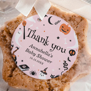 Pink Ghost Halloween Kinderdusche Danke Runder Aufkleber