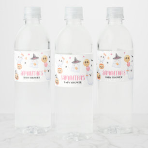 Pink Ghost Halloween Little Boo Baby Dusche Wasserflaschenetikett