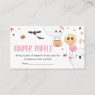 Pink Ghost Halloween Little Boo Diaper Raffle Begleitkarte