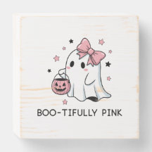 Pink Ghost Halloween Niedliche Spooky Holzkastensc