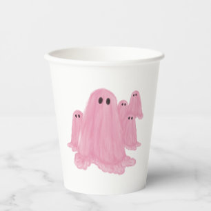 Pink Ghost Halloween Paper Cups Pappbecher