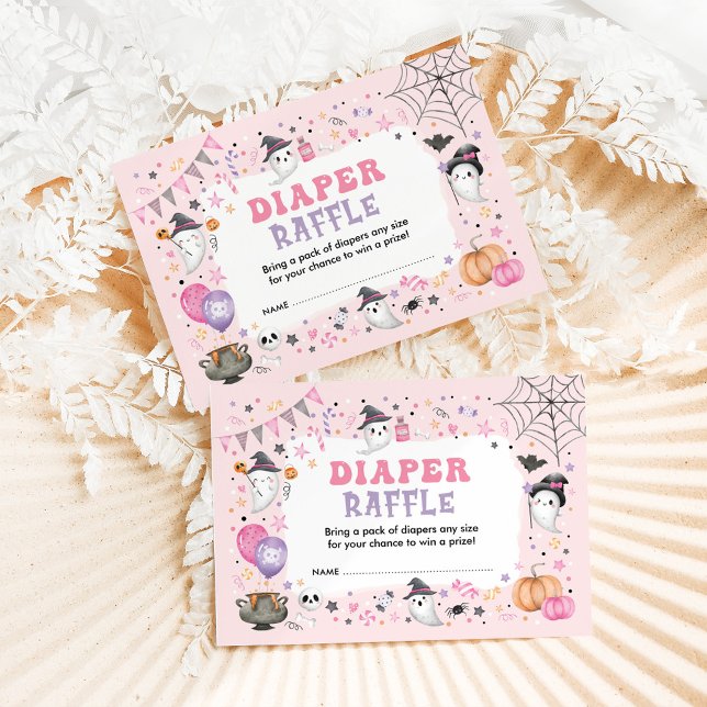 Pink Ghost Halloween Spooky Boo Diaper Raffel Begleitkarte (Von Creator hochgeladen)