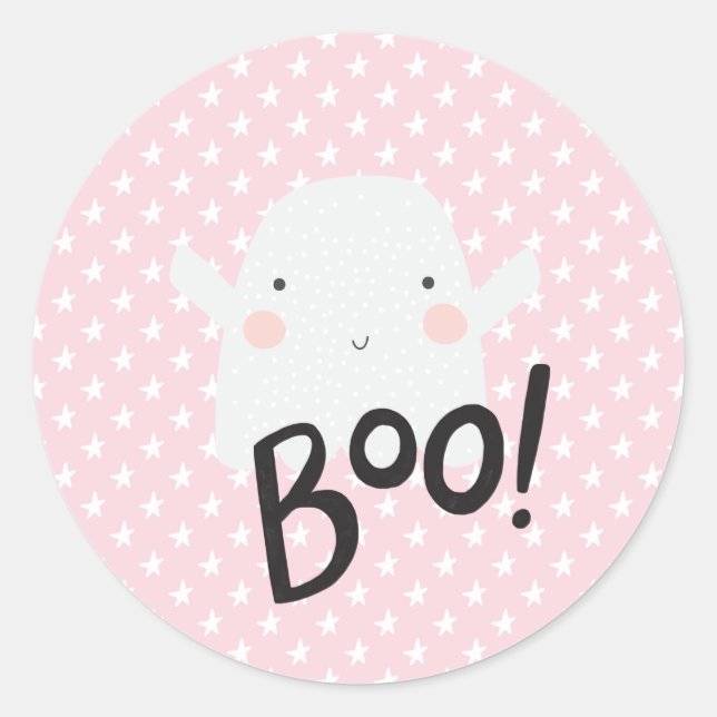 Pink Ghost Halloween Sticker (Vorderseite)