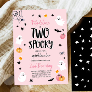 Pink Ghost Halloween Zwei Spooky 2. Geburtstag Einladung