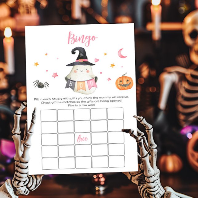 Pink Ghost Little Boo Baby Dusche Bingo Spiel (Little Boo Baby Shower Bingo Game)