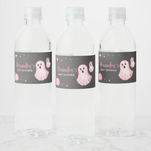 Pink Ghost Little Boo Baby Dusche Wasserflaschenetikett