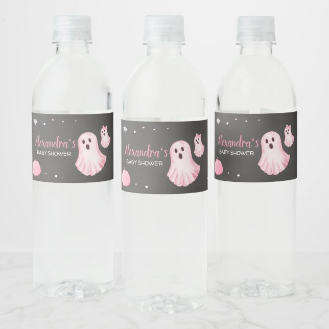 Pink Ghost Little Boo Baby Dusche Wasserflaschenetikett (Flaschen)