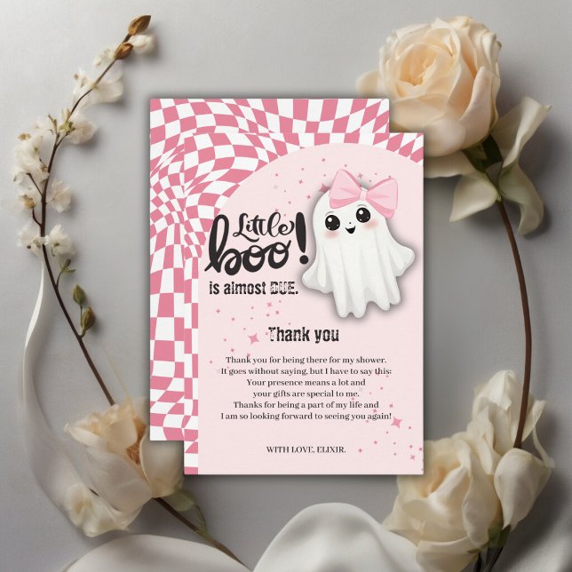 Pink Ghost Little Boo ist fast die richtige Baby D Dankeskarte (Von Creator hochgeladen)