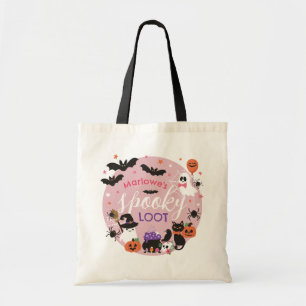 Pink Ghosts Bats Spooky Loot Girl Halloween Tragetasche