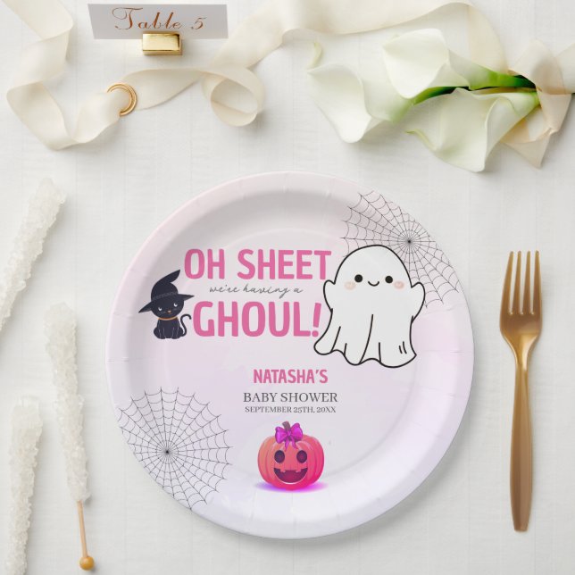 Pink Ghoul Halloween Kinderdusche Pappteller (Hochzeit)