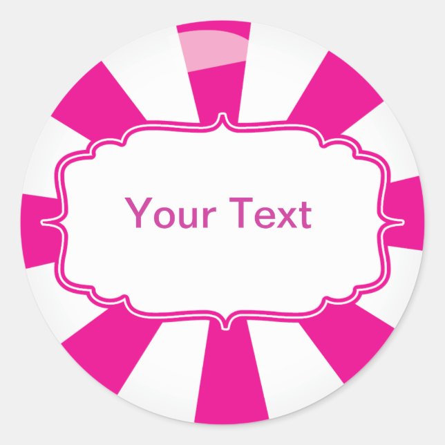 Pink Giant Lollipop Süßigkeiten Buffet Label Runder Aufkleber (Vorderseite)