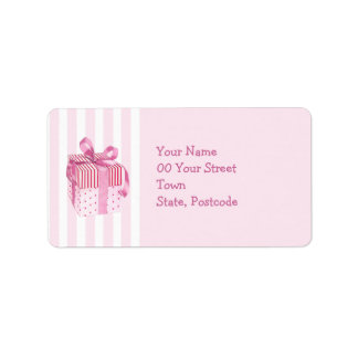 Pink Gift Streifen Adressenaufschrift Adressaufkleber